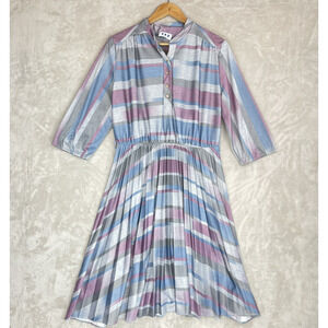 Vintage Cue Fashions Size 16.5 80's Flare Dress Diner Retro Stranger Things